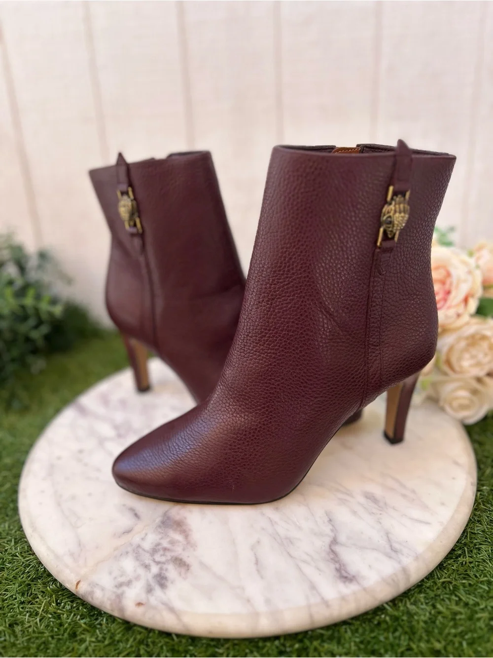 Kurt Geiger Burgundy Leather Pointed Ankle Boots size 6 new /no box winter fall